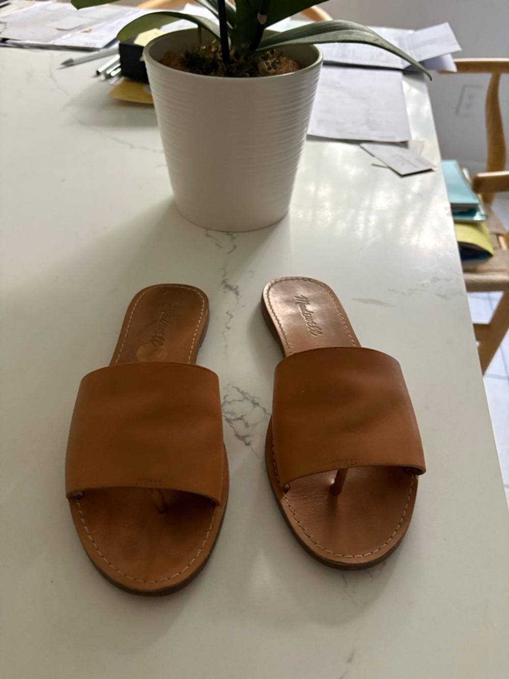 Madewell Women’s Camel Leather Slide Sandals Size 7.5